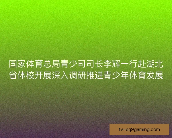 国家体育总局青少司司长李辉一行赴湖北省体校开展深入调研推进青少年体育发展