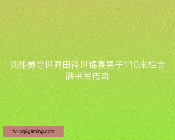 刘翔勇夺世界田径世锦赛男子110米栏金牌书写传奇