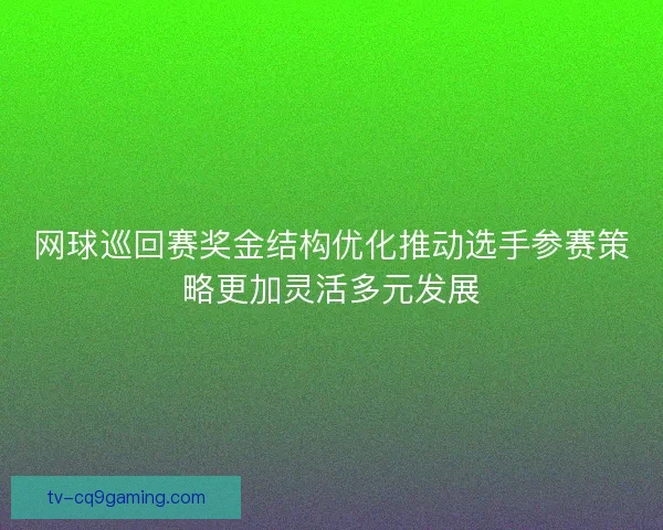 网球巡回赛奖金结构优化推动选手参赛策略更加灵活多元发展